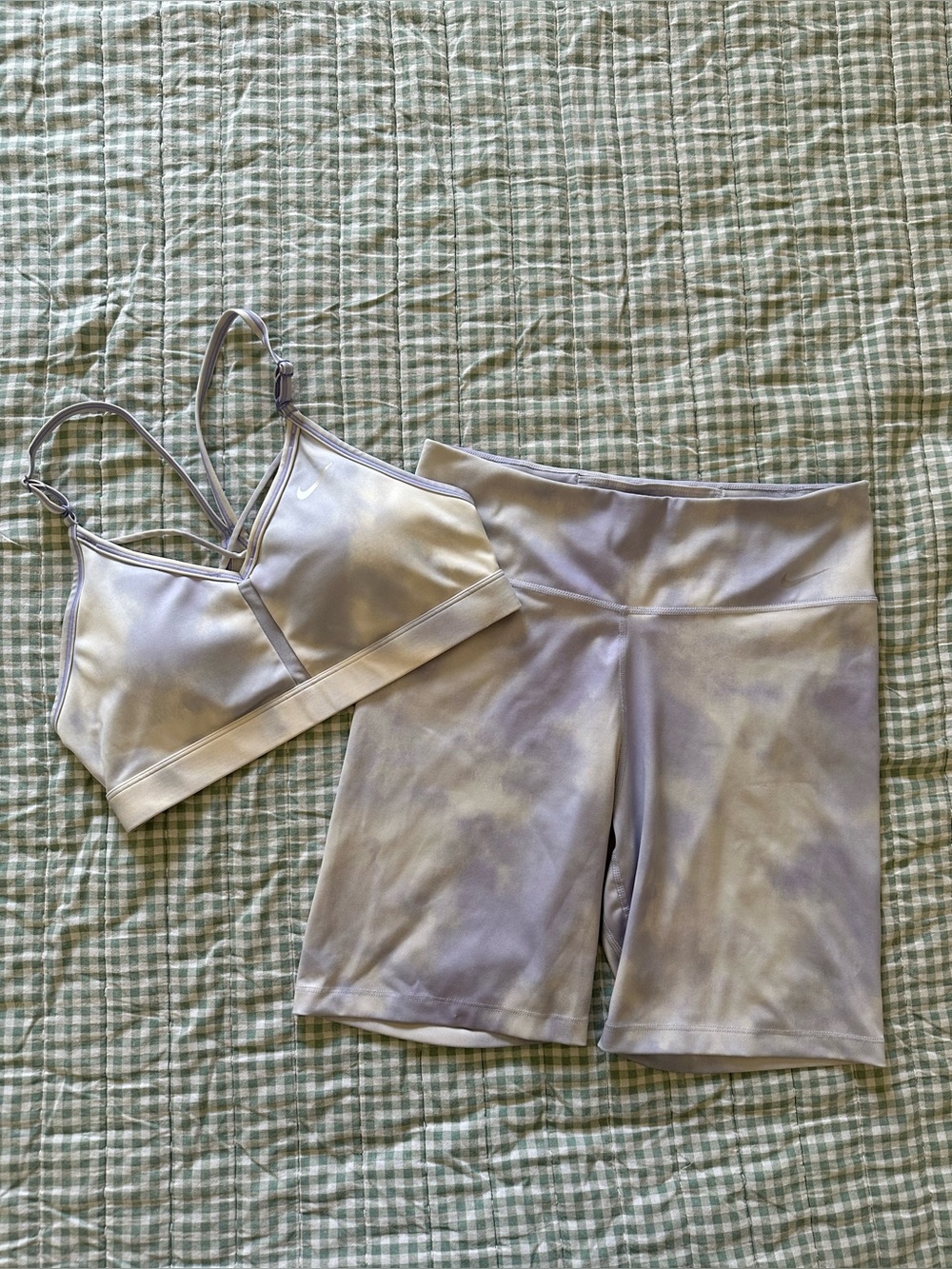 Nike Light Lavender Sports Bra and Bike Shorts Set